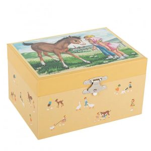 Schattige juwelenbox/ muziekbox - met veulen en kinderen - maat 15 x 10.5 x 11.5 - van Trousseliers