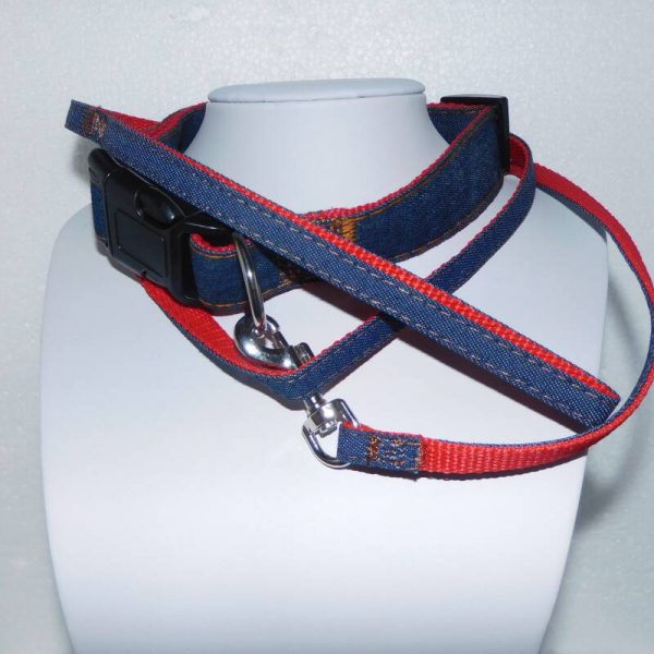 Jeans set - Uitlaatriem + halsband- in 2 kleuren — - Afbeelding 2