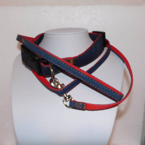 Jeans set - Uitlaatriem + halsband- in 2 kleuren — - Afbeelding 6