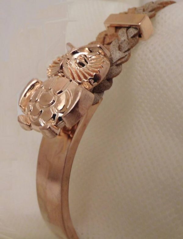 Aparte goldplated armband met Uiltje en leer in 3 maten - Afbeelding 3