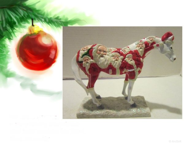 The Trail of Painted ponies: Big Red Prachtig paard met diverse Kerstmannen Maat 19 X 16 cm