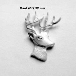 Elegante zilveren hanger -Hert met gewei- Maat 40 X 32 - met zilver collier