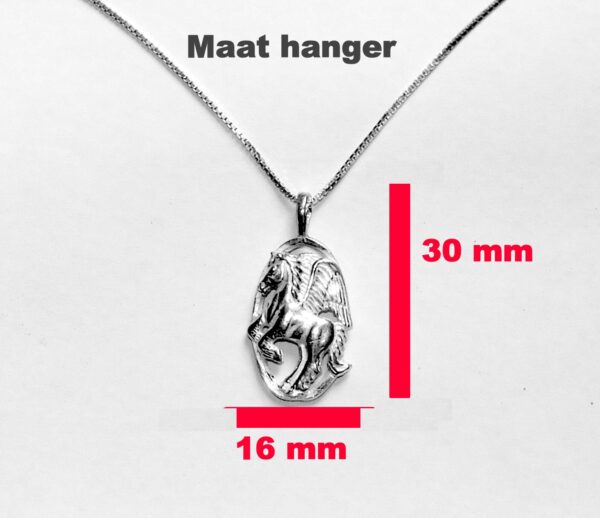 Pegasus Hanger – Het Gevleugelde Paard – 925 Sterling Zilver – maat 30 x 16 mm - Zilver collier van 45 cm - Afbeelding 4