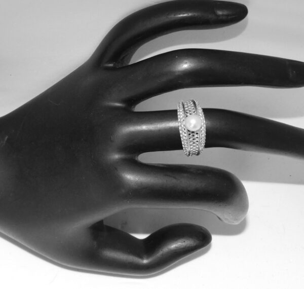Elegant in elk opzicht - handgemaakte - sterling zilveren - ring met Akoya parel -Maat 17