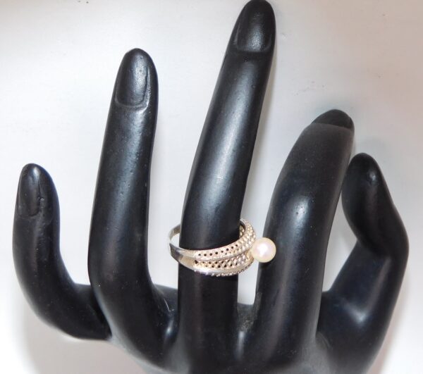 Elegant in elk opzicht - handgemaakte - sterling zilveren - ring met Akoya parel -Maat 17 - Afbeelding 3