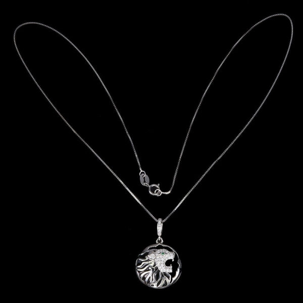 '- Schitterende zilveren sieraden set - een hanger in de vorm van een tijgerkop - bijpassende oorhangers. - Afbeelding 5