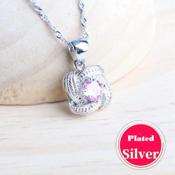 Hetty'S - Schitterende sieraden set - zilverplated -  in 3 Kleuren - Blauwe - Roze - Groene en witte Zirconia's - Armband - Oorbellen - Hanger + collier - Ring - Afbeelding 6