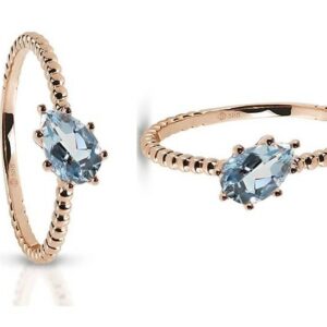 Exclusieve rosé gouden ring met grote Aquamarijn